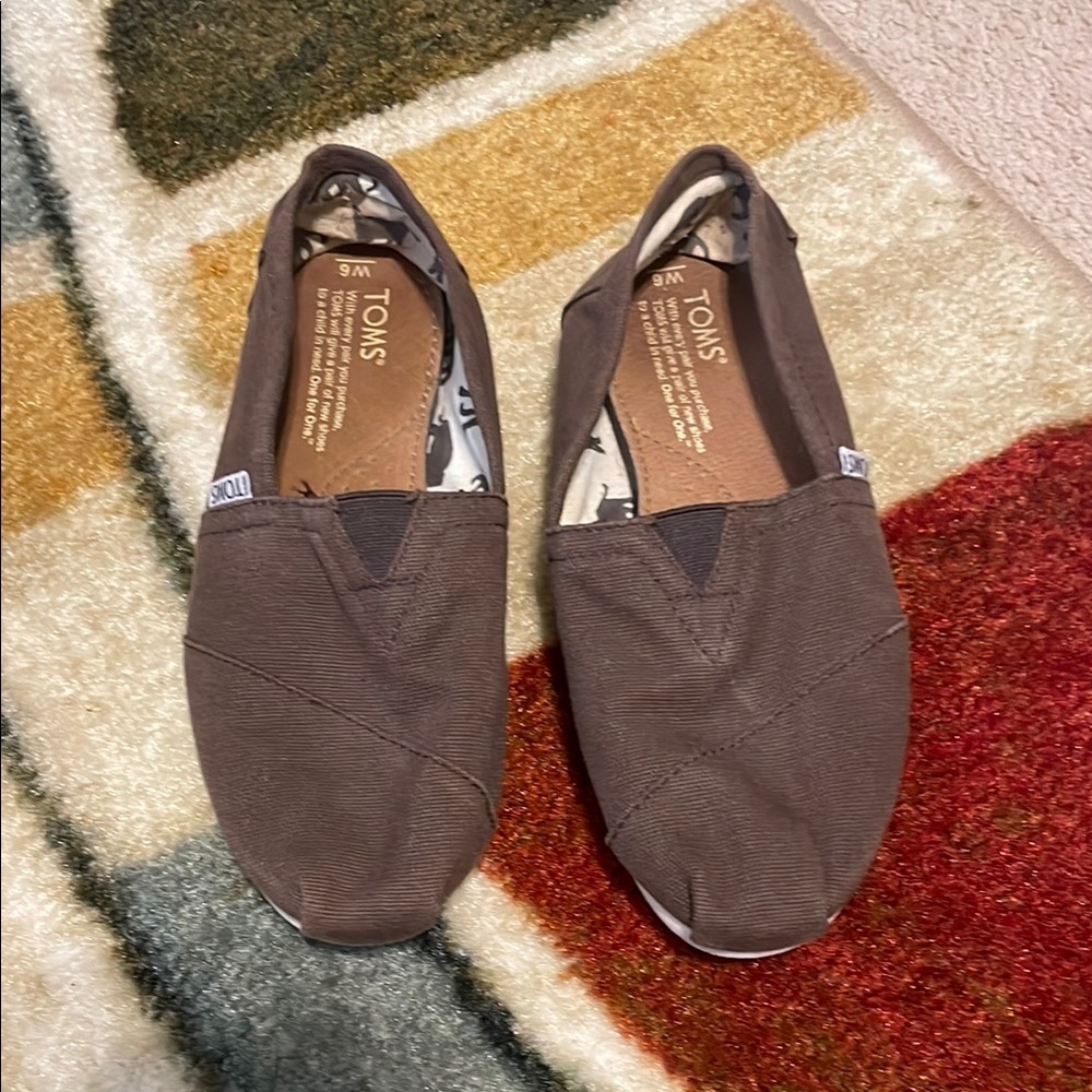TOMS Brown Canvas Slip-On Loafers